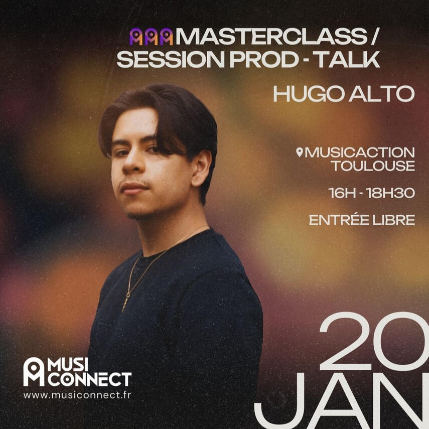 🚀 Prochaine session à Music Action le samedi 25 novembre à 16h, où Le DJ/Producer Hugo Alto créera un morceau house en direct et partagera ses productions 🎤💥